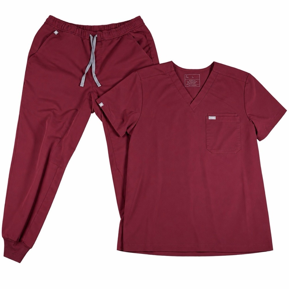 figs scrub set Mens tansen jogger pants (L Short) / leon top (L) Burgundy